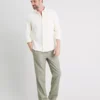 Green Linen-Rich Tapered Pull On Trousers - W36 L30