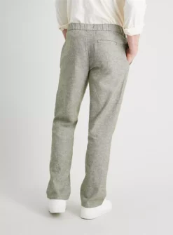 Green Linen-Rich Tapered Pull On Trousers - W40 L34 6 Green Linen-Rich Tapered Pull On Trousers - W40 L34 -UMBO Clothing Shop tuc140392721 Green R Z004A 1