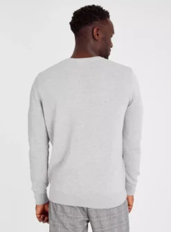 Grey V Neck Knitted Jumper XL