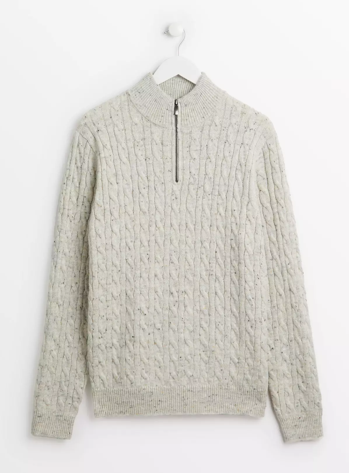 Cream Quarter Zip Cable Knit Jumper M 4 Cream Quarter Zip Cable Knit Jumper M - Image 4