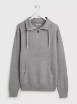 Charcoal Grey Half Zip Funnel Neck Jumper XXXL -UMBO Clothing Shop tuc142272175 Charcoal R Z003A