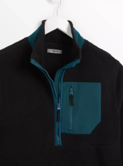 Black Teddy Half Zip FleeceS