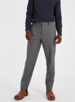 Grey Check Regular Fit Tailored Trousers W44 L29 -UMBO Clothing Shop tuc142841294 Grey R Z001A