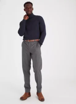 Grey Check Regular Fit Tailored Trousers W44 L29 -UMBO Clothing Shop tuc142841294 Grey R Z002A