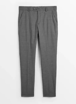 Grey Check Regular Fit Tailored Trousers W44 L29