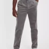 Grey Corduroy Pull On Straight Leg Trousers 40R