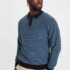 Blue Contrast Long Sleeve Polo Jumper XXL