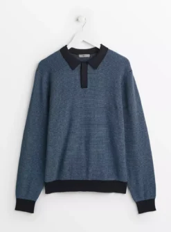 Blue Contrast Long Sleeve Polo Jumper XXL 7 Blue Contrast Long Sleeve Polo Jumper XXL -UMBO Clothing Shop tuc143184935 Multi20Coloured R Z003A