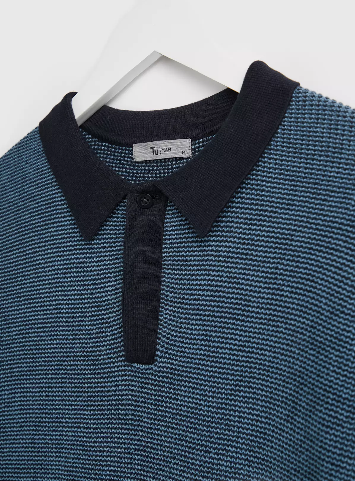 Blue Contrast Long Sleeve Polo Jumper XXL 4 Blue Contrast Long Sleeve Polo Jumper XXL - Image 4