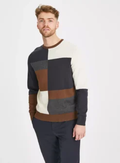 Check Block Crew Neck Jumper L -UMBO Clothing Shop tuc143195052 Multi20Coloured R Z001A