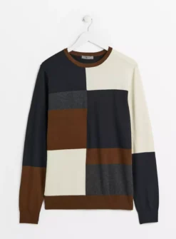 Check Block Crew Neck Jumper L -UMBO Clothing Shop tuc143195052 Multi20Coloured R Z003A