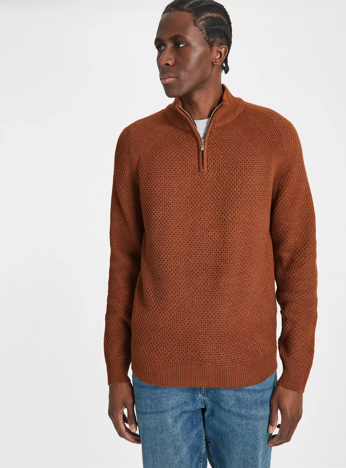 Tan Half-Zip Honeycomb Jumper S 4 Tan Half-Zip Honeycomb Jumper S - Image 4