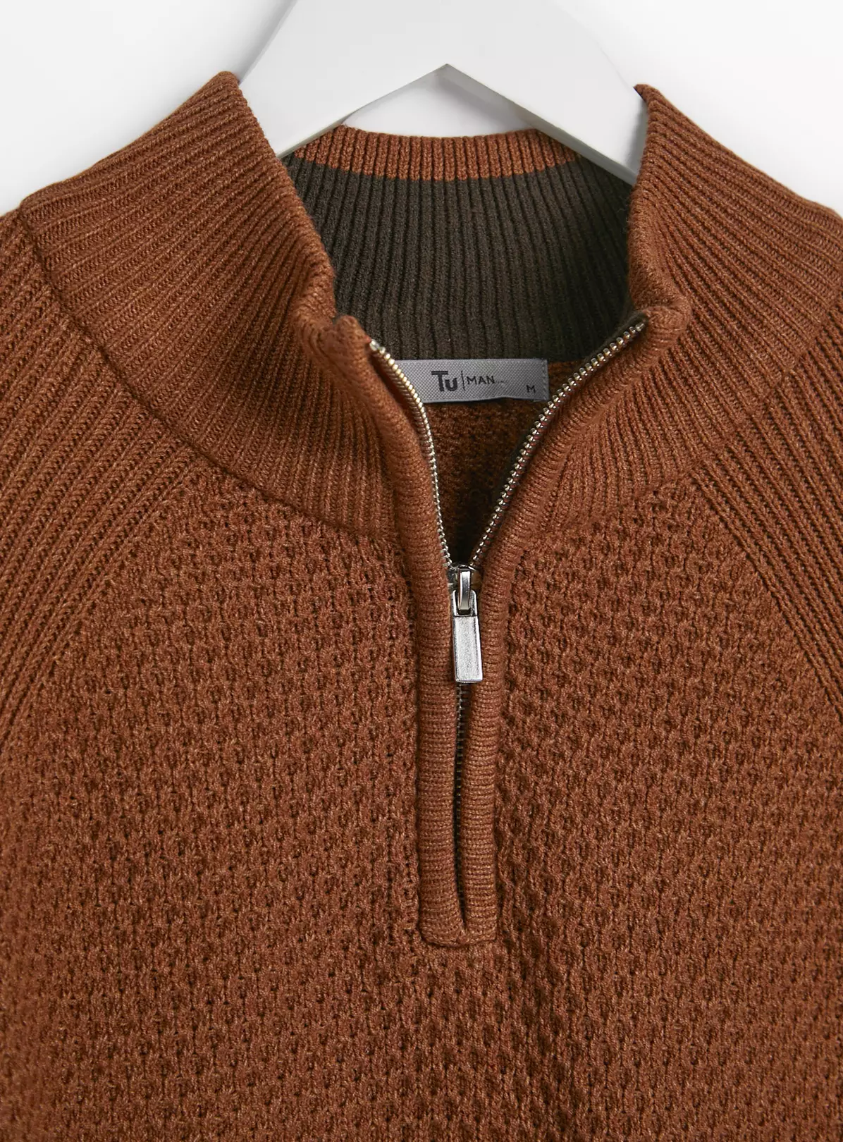 Tan Half-Zip Honeycomb Jumper S 3 Tan Half-Zip Honeycomb Jumper S - Image 3