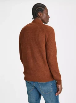 Tan Half-Zip Honeycomb Jumper XXL