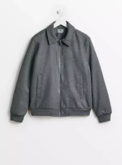 Charcoal Wool Harrington Jacket XXL