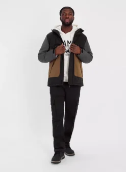 Black Colour Block Raincoat M