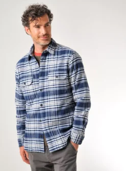 BURGS Oakford Check Shirt S -UMBO Clothing Shop tuc143258287 Navy R Z001A 1