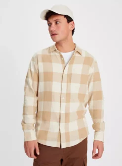 Stone Buffalo Check Brushed Shirt M -UMBO Clothing Shop tuc143326147 Stone R Z001A