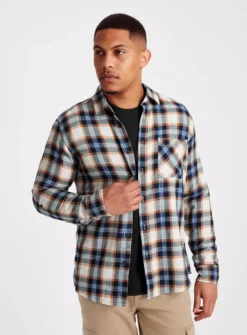 Blue Brushed Check Shirt XXXL