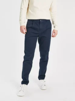 Navy Twill Textured Trousers 38R