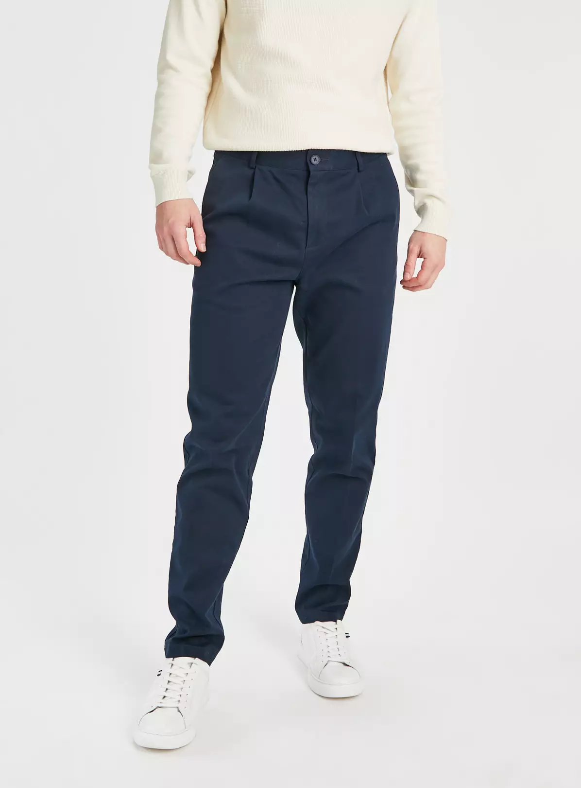 Navy Twill Textured Trousers 38R 1 Navy Twill Textured Trousers 38R