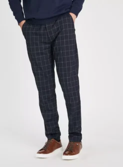 Navy Windowpane Check Trousers 44R -UMBO Clothing Shop tuc143386772 Navy R Z001A 1
