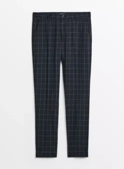 Navy Windowpane Check Trousers 44R -UMBO Clothing Shop tuc143386772 Navy R Z003A 1