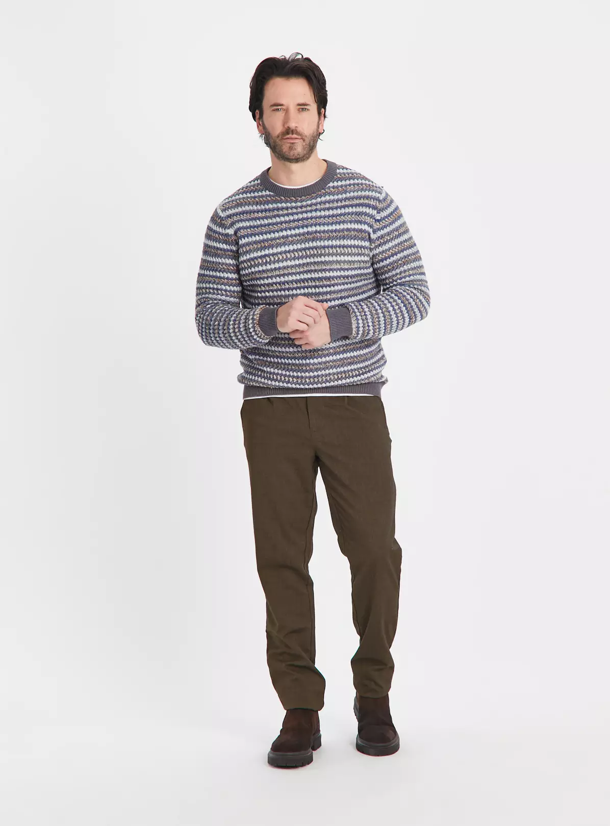 Grey Jacquard Stitch Crew Neck Jumper XL 1 Grey Jacquard Stitch Crew Neck Jumper XL