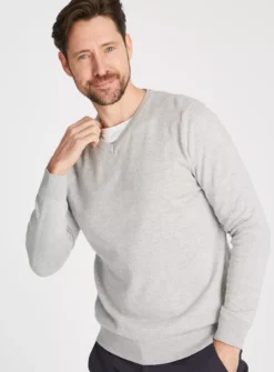 Grey V-Neck Cotton Jumper M 7 Grey V-Neck Cotton Jumper M -UMBO Clothing Shop tuc143506439 Grey R Z001A