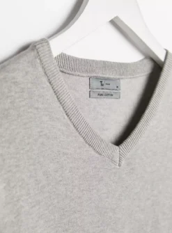Grey V-Neck Cotton Jumper M 8 Grey V-Neck Cotton Jumper M -UMBO Clothing Shop tuc143506439 Grey R Z004A