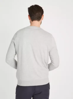 Grey V-Neck Cotton Jumper M