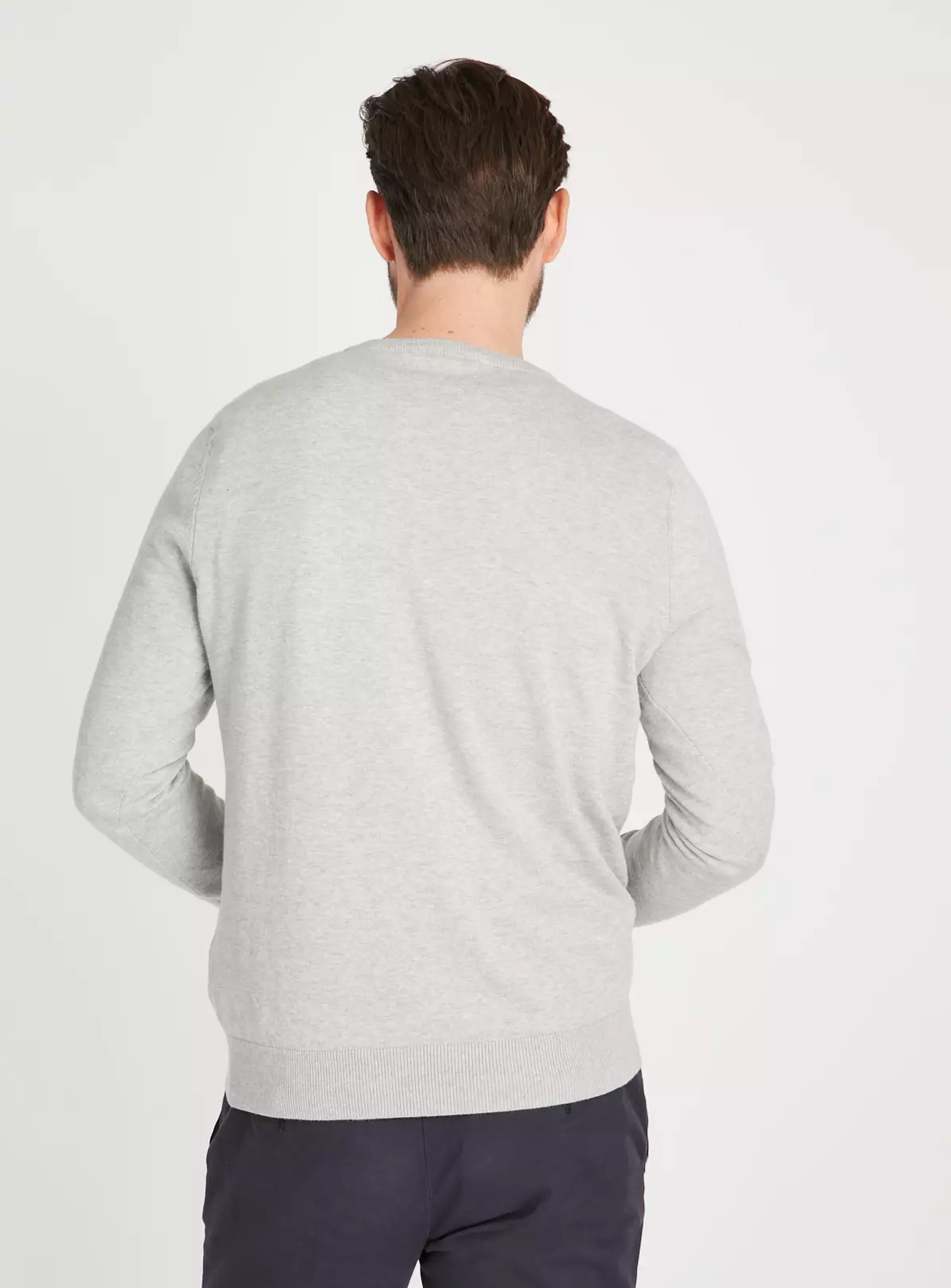 Grey V-Neck Cotton Jumper M 1 Grey V-Neck Cotton Jumper M