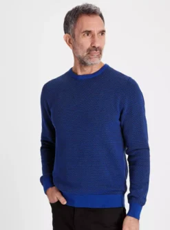 Blue Bubble Stitch Crew Neck JumperXL -UMBO Clothing Shop tuc143508291 Blue R Z001A