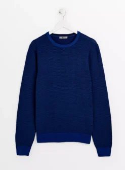Blue Bubble Stitch Crew Neck JumperXL -UMBO Clothing Shop tuc143508291 Blue R Z003A