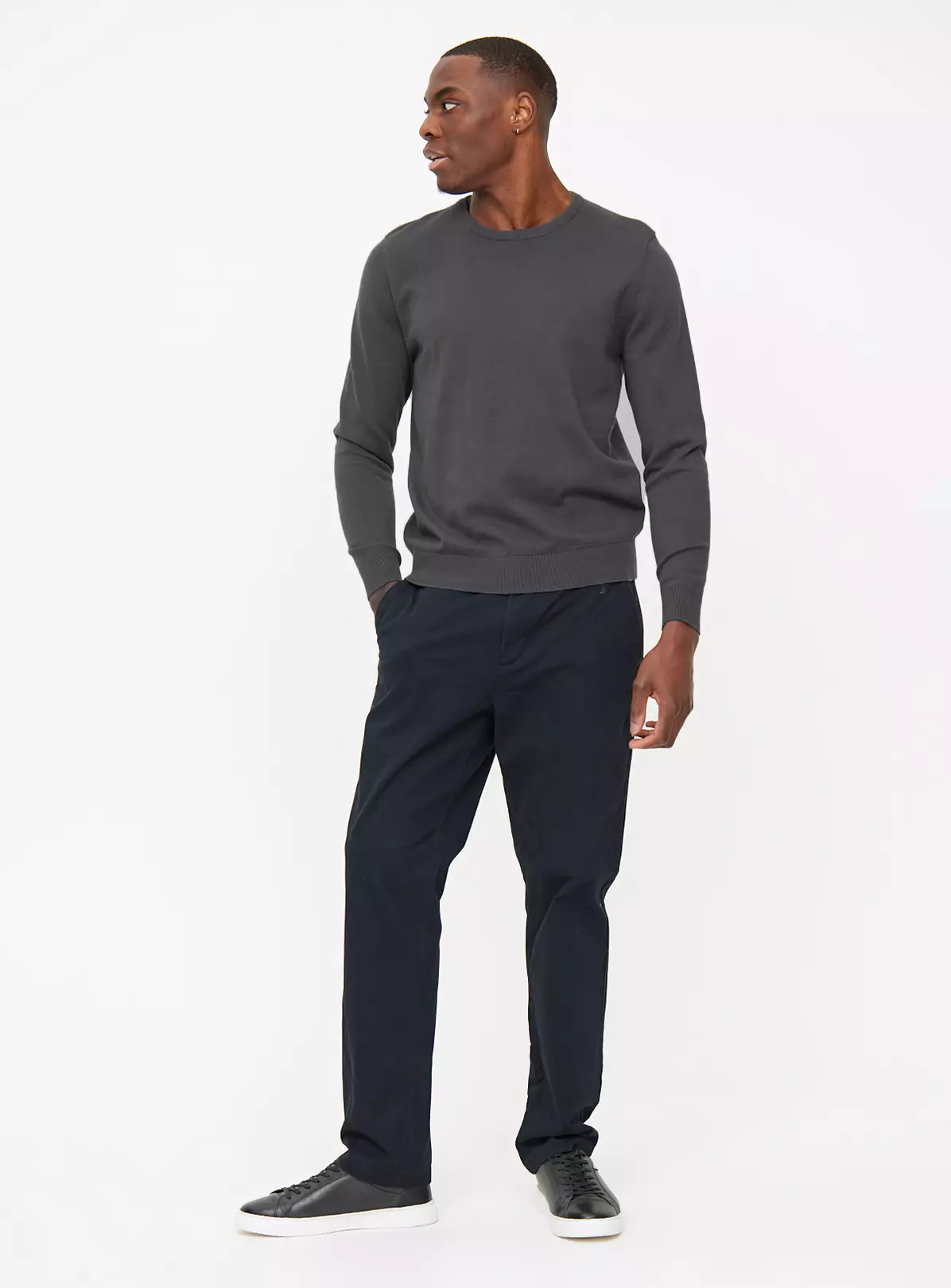 Charcoal Grey Crew Neck Cotton Jumper XXXL 1 Charcoal Grey Crew Neck Cotton Jumper XXXL