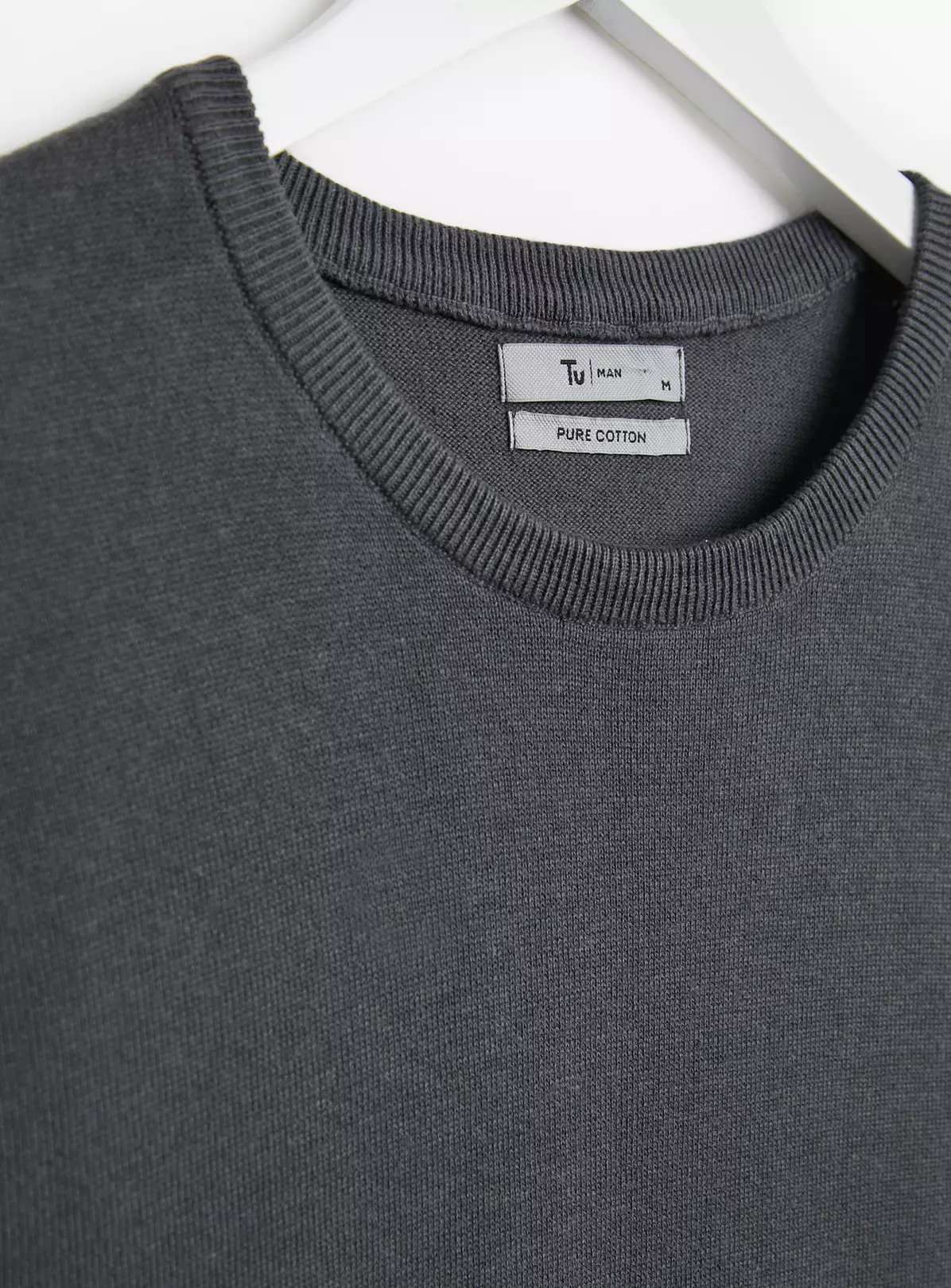 Charcoal Grey Crew Neck Cotton Jumper XXXL 5 Charcoal Grey Crew Neck Cotton Jumper XXXL - Image 5
