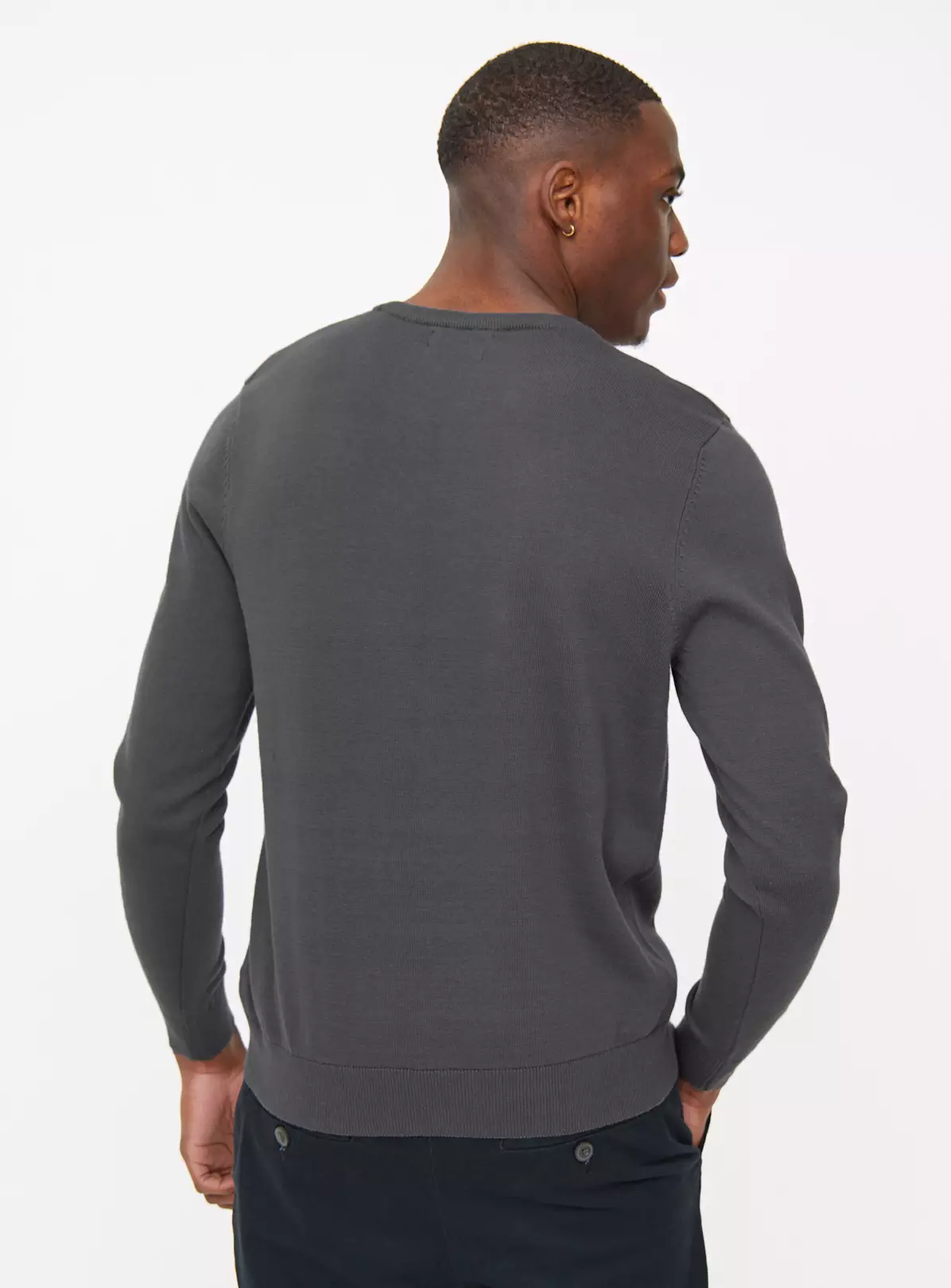 Charcoal Grey Crew Neck Cotton Jumper XXXL 2 Charcoal Grey Crew Neck Cotton Jumper XXXL - Image 2