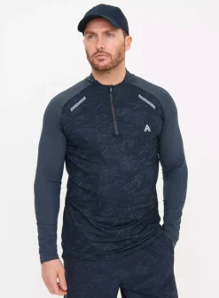Active Navy Printed Quarter Zip TopXL -UMBO Clothing Shop tuc143533592 Navy R Z001A