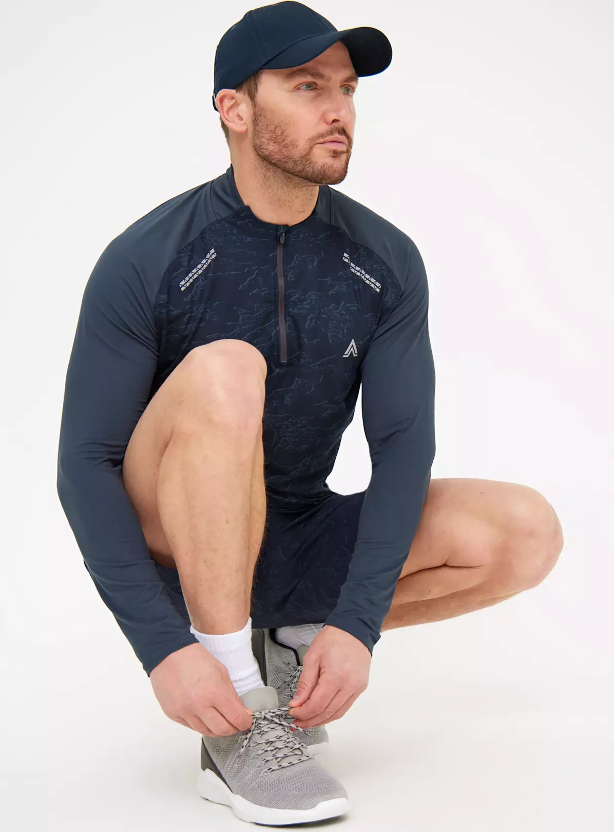 Active Navy Printed Quarter Zip TopL 2 Active Navy Printed Quarter Zip TopL - Image 2