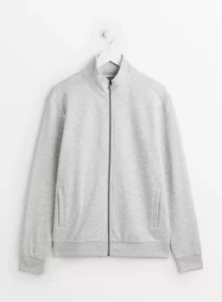 Pale Grey Funnel Neck Zip-Through XXL