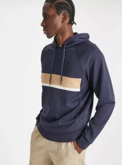 Navy Colour Block Stripe Overhead HoodieXL 8 Navy Colour Block Stripe Overhead HoodieXL -UMBO Clothing Shop tuc143617833 Navy R Z001A