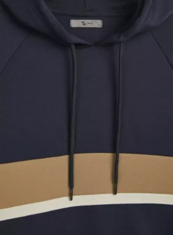 Navy Colour Block Stripe Overhead HoodieXL