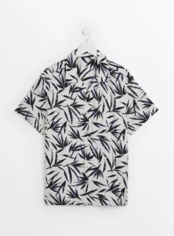UNION WORKS White Leaf Print Short Sleeve Shirt XXXXL -UMBO Clothing Shop tuc143686100 White R Z005A