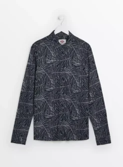 UNION WORKS Black Palm Leaf Print ShirtXL -UMBO Clothing Shop tuc143689183 Black R Z005A