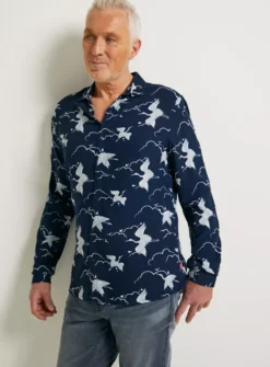 UNION WORKS Navy Bird Printed ShirtXXL -UMBO Clothing Shop tuc143689466 Navy R Z001A