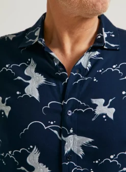 UNION WORKS Navy Bird Printed ShirtXXL -UMBO Clothing Shop tuc143689466 Navy R Z003A