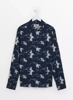 UNION WORKS Navy Bird Printed ShirtXXL -UMBO Clothing Shop tuc143689466 Navy R Z005A
