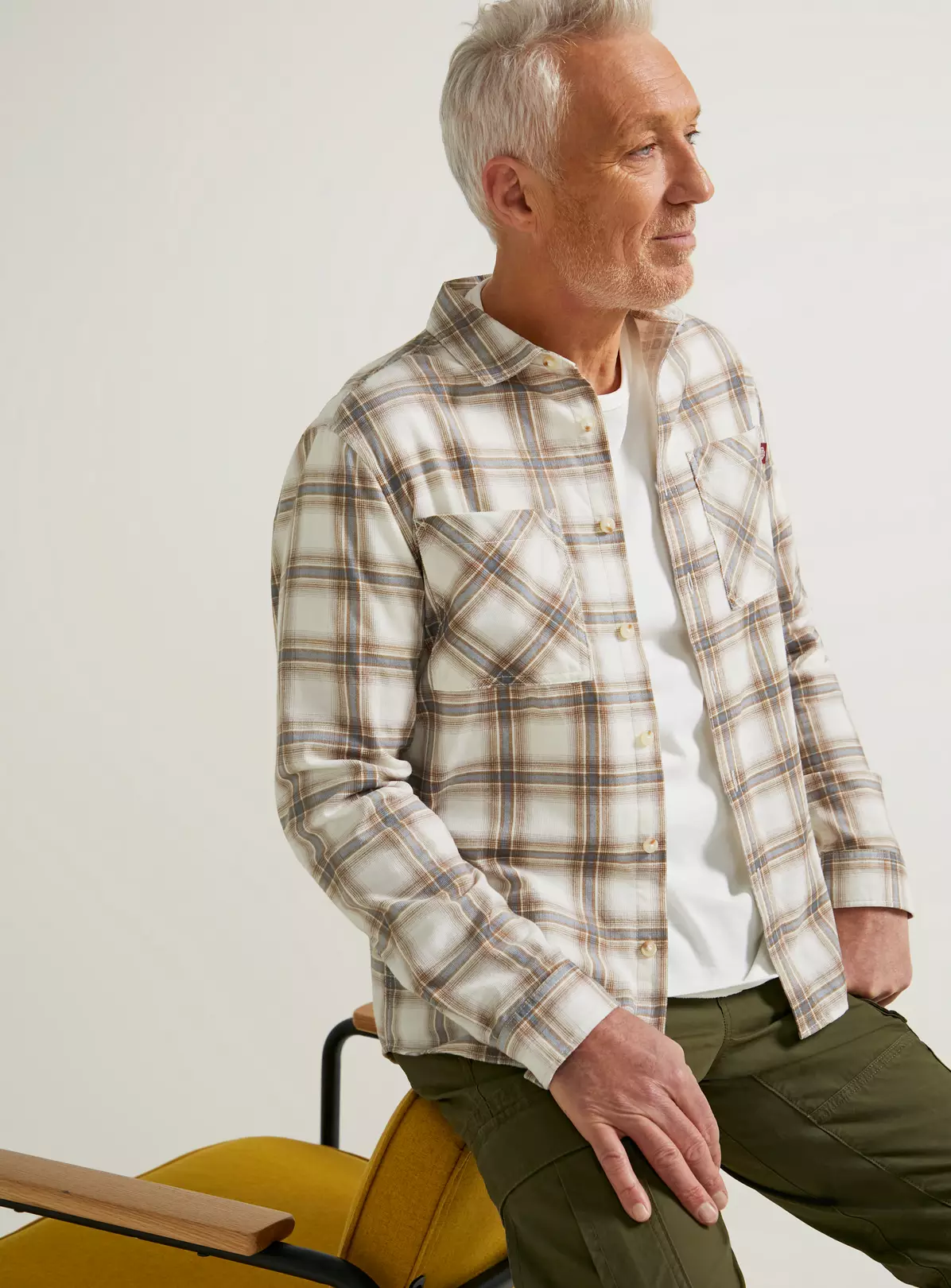 UNION WORKS Cream Check Shirt XL 3 UNION WORKS Cream Check Shirt XL - Image 3