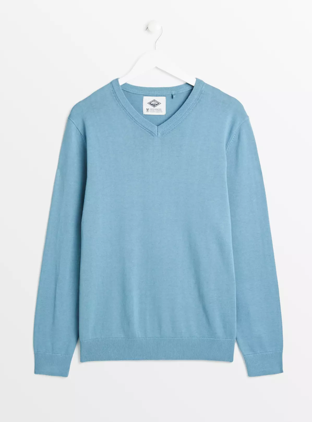 UNION WORKS Light Blue V Neck JumperXXL 1 UNION WORKS Light Blue V Neck JumperXXL