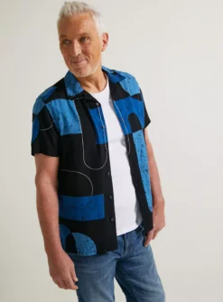 UNION WORKS Navy Abstract Printed Short Sleeve ShirtXXXL 9 UNION WORKS Navy Abstract Printed Short Sleeve ShirtXXXL -UMBO Clothing Shop tuc143707185 Navy R Z001A